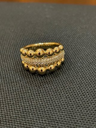 Anillo Oro Laminado 14k Bolitas y Circonitas