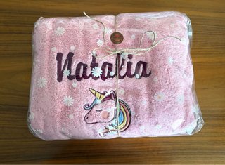 Toalla personalizada unicornio Natalia