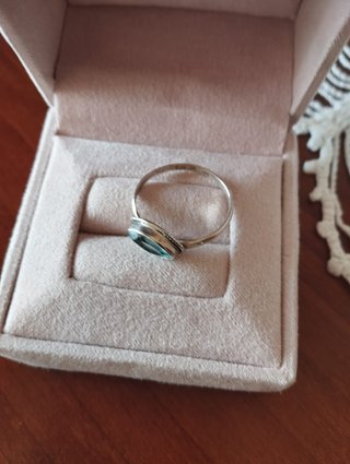 Anillo Plata Ley Aguamarina Talla Cuadrada