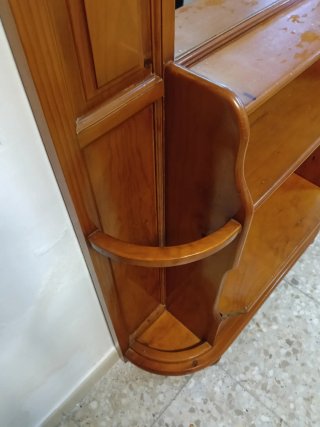 Recibidor madera espejo zapatero estantes