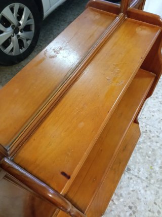Recibidor madera espejo zapatero estantes
