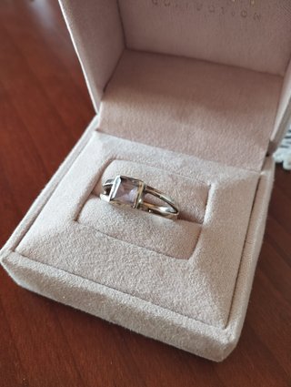Anillo Plata Ley Amatista Talla Cuadrada