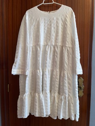 Vestido Zara blanco volantes talla XL