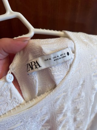 Vestido Zara blanco volantes talla XL