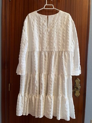 Vestido Zara blanco volantes talla XL
