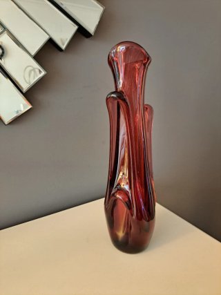 Jarrón Cristal Rojo Burdeos. Vintage