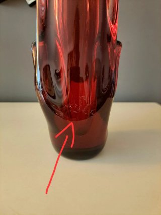Jarrón Cristal Rojo Burdeos. Vintage