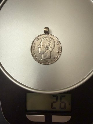 Colgante Moneda 5 Pesetas Amadeo I 1871
