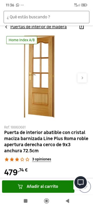 Puerta de interior roble con cristal