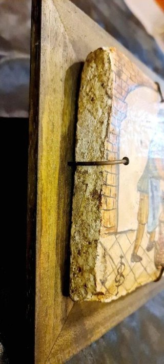 Quadro Antico Mestieri Fruttivendolo Legno Pietra