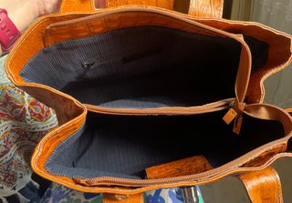Bolso piel naranja-camel cocodrilo
