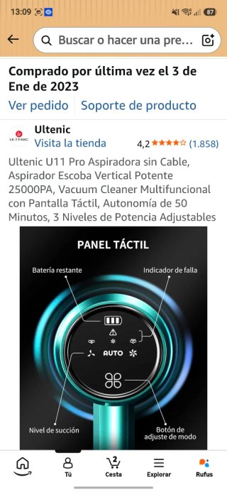 Aspiradora Ultenic U11 Pro sin Cable