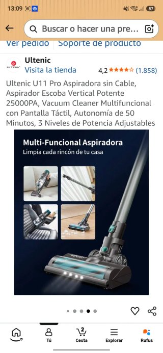Aspiradora Ultenic U11 Pro sin Cable