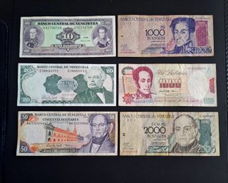 Lote 6 Billetes Venezuela antiguos