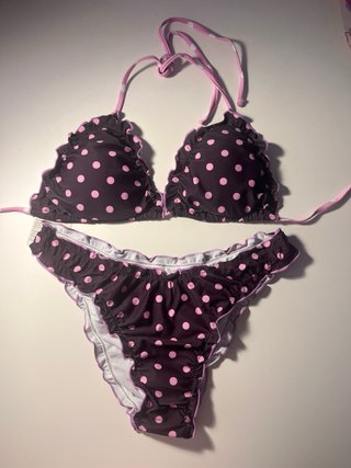 Bikini lunares marrón y rosa