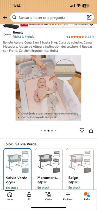 Cuna de colecho Lionelo Aurora 3 en 1