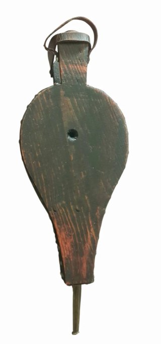 Antico soffietto mantice da camino in bronzo
