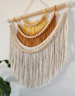 Tapiz Macramé Algodón y Madera