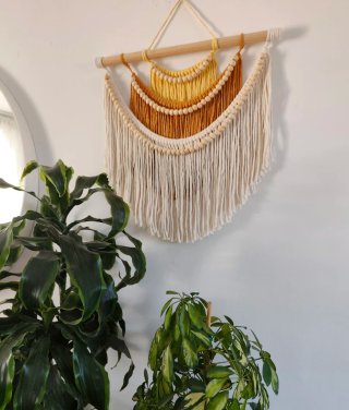 Tapiz Macramé Algodón y Madera