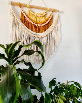 Tapiz Macramé Algodón y Madera