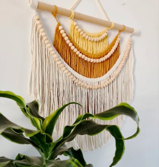 Tapiz Macramé Algodón y Madera