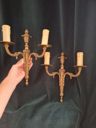 Coppia Applique vintage francese 2 lampade da pare
