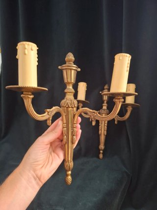 Coppia Applique vintage francese 2 lampade da pare