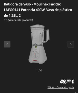 Batidora Moulinex 400W Vaso