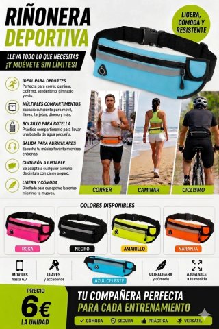 Riñoneras Deportivas Ligeras y Cómodas. Nuevas.
