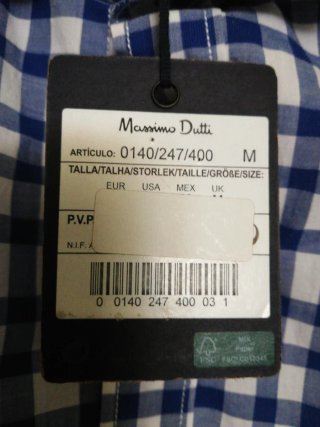 Camisa Massimo Dutti cuadros azul y blanco Talla M