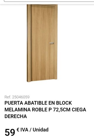 Tres  puertas abatibles block melamina roble ciega