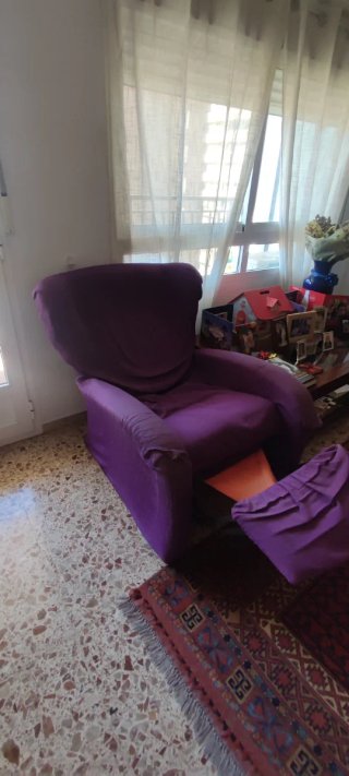 Sillón relax reclinable manual tela morado