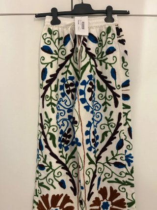 Pantalón bordado Suzani azul talla única