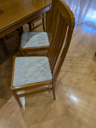 6 Sillas de Comedor Madera y Tela Beige