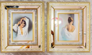 Juego de 2 cuadros decorativos dorados