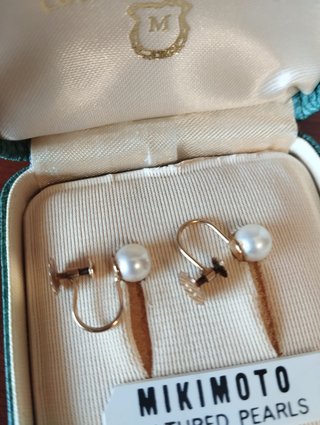 Pendientes vintage de oro 9k Perlas Mikimoto