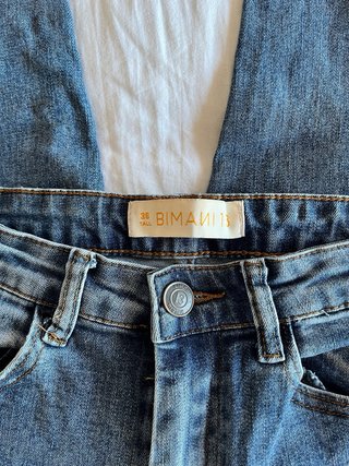 Pantalón vaquero Bimani azul skinny tiro alto