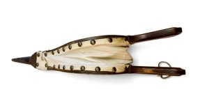 Mantice soffietto Antico Legno Intagliato Cuoio