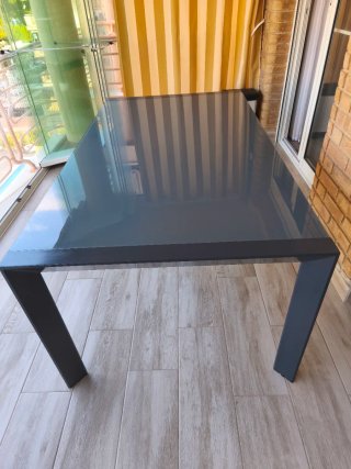 Mesa terraza aluminio y cristal color antracita