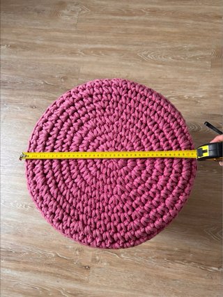 Banqueta Macramé Rosa y Madera