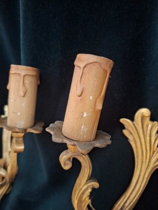 Coppia Applique Lampade Francesi Oro