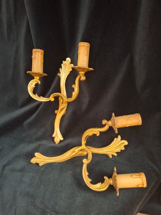 Coppia Applique Lampade Francesi Oro