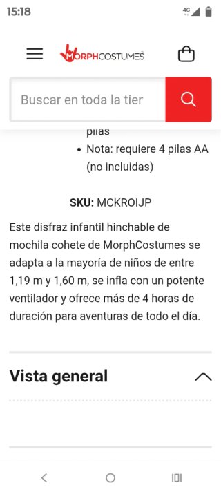 Disfraz Cohete Hinchable ACME Talla Única niño
