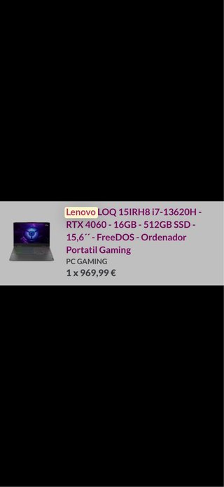 Portátil Gaming Lenovo LOQ 15IRH8