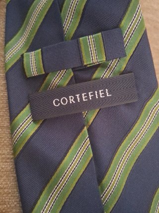 Corbata Cortefiel 100% Seda Rayas Azul/Verde
