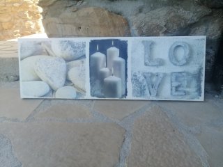 Cuadro Decorativo LOVE Piedras y Velas