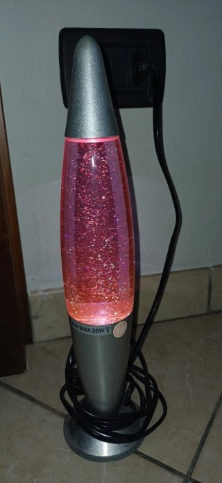 Lampada Lava Glitter Rosa 34cm 25W