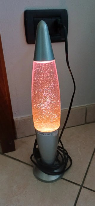 Lampada Lava Glitter Rosa 34cm 25W