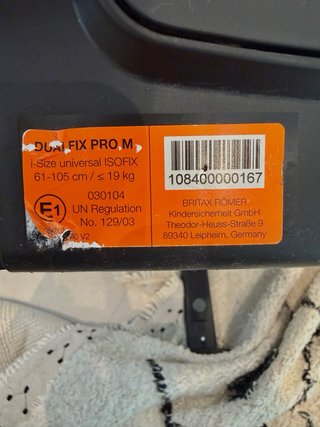 Silla Coche Britax Römer Dualfix Pro.M ISOFIX