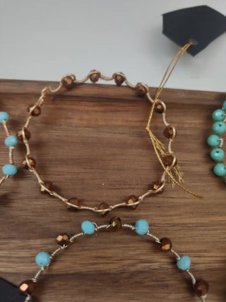 Set 6 bracciali pietre cristalli ottone